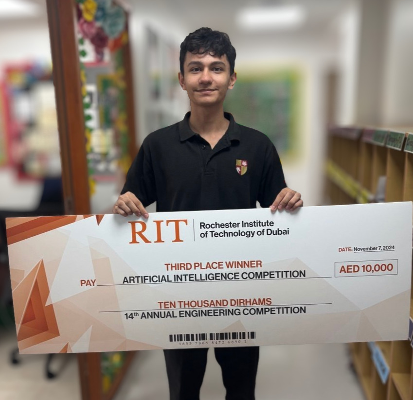 Receiving 10,000 AED Check at RIT Dubai