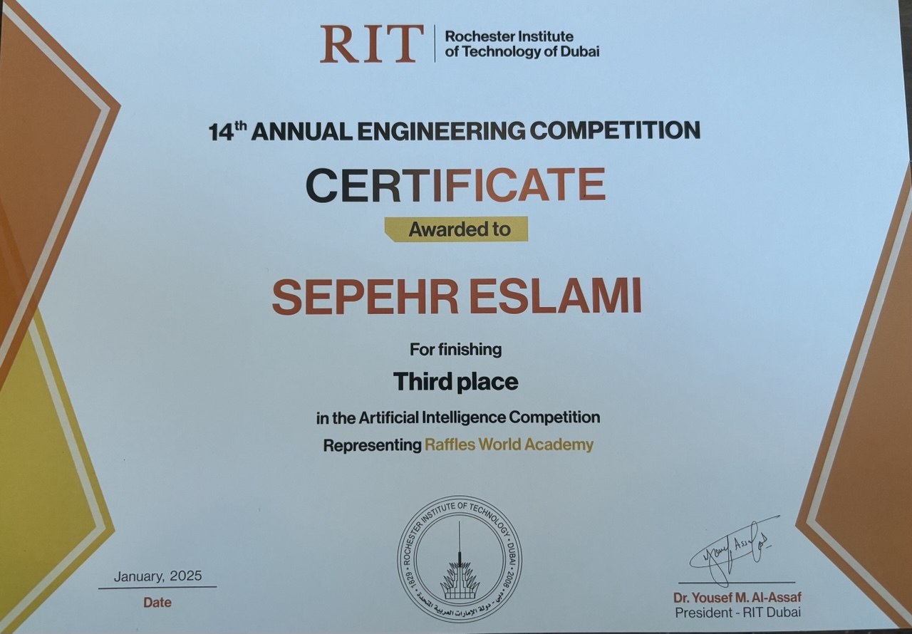 RIT Official Certificate of Achievement